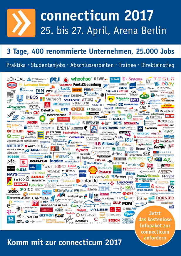 Die Unternehmen auf der connecticum Jobmesse 2017
